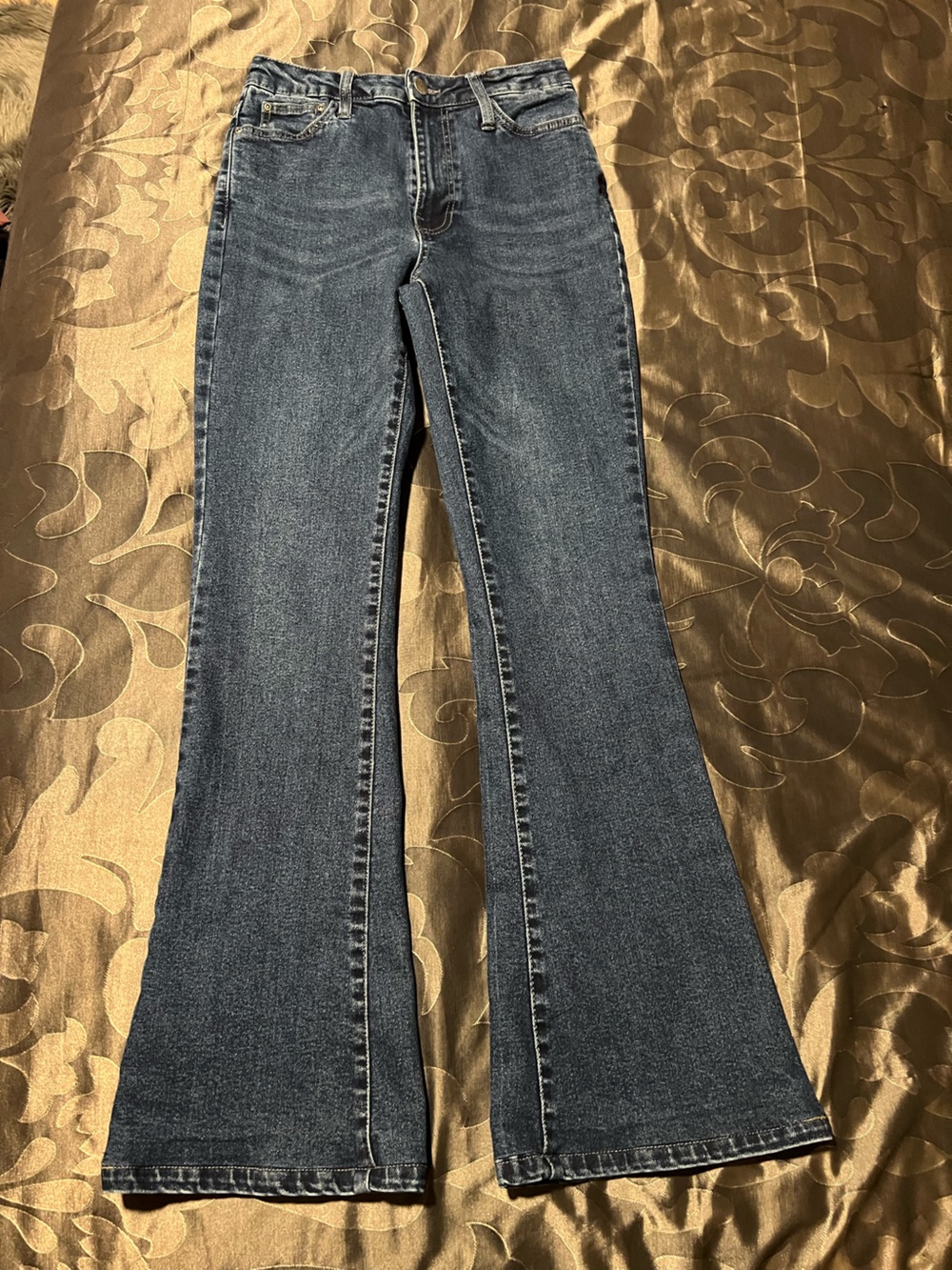 American Tall Chloe High Rise Flare Faded Dark Indigo Denim Jeans Women’s 27 - Picture 4 of 14